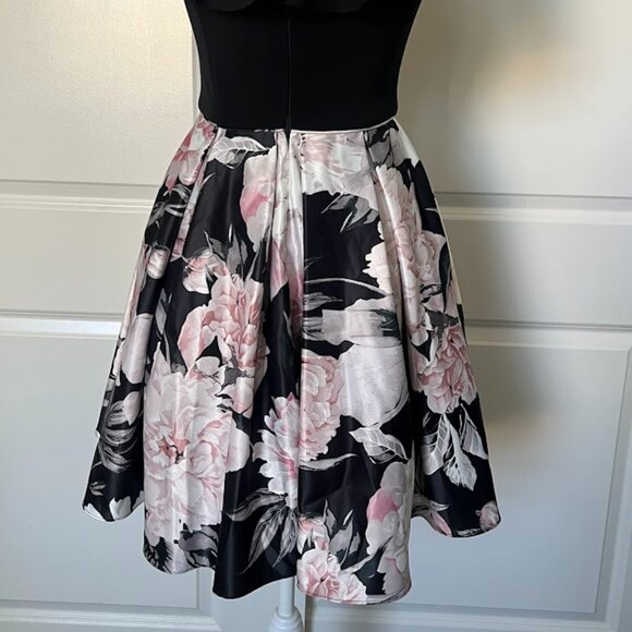Betsy & Adam Black Pink Floral Off-The-Shoulder Fit & Flare Dress Size 2 - Picture 13 of 16